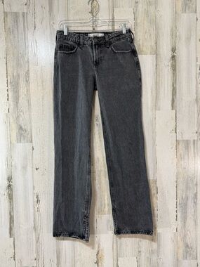 Hollister Low Rise Loose Fit Straight-Leg Women Jeans Distressed Charcoal Black